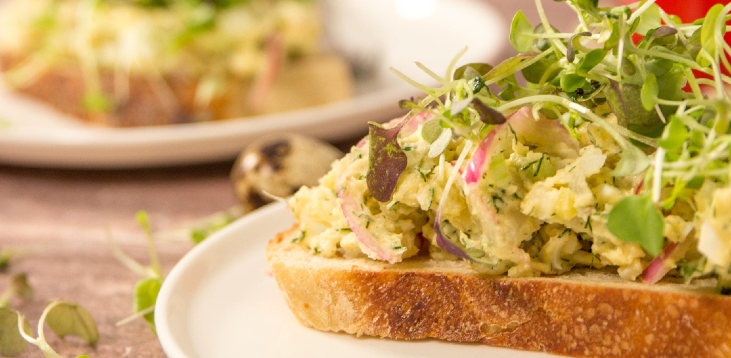 Quail Egg & Potato Salad on toast